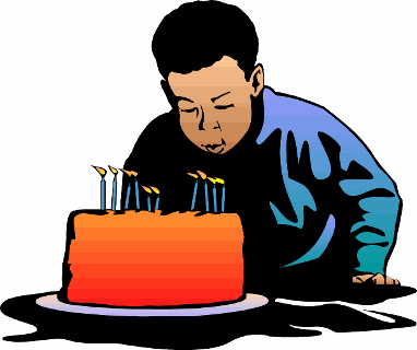boy with birthday cake and candles